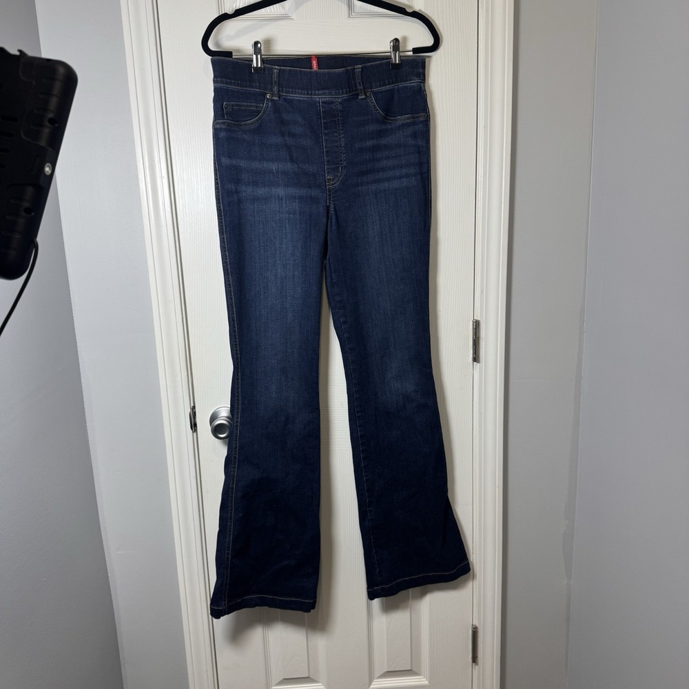 SPANX Pull-on Flare Jeans Womens L Tall 32x34 Midnight Shade Pull-on Stretch